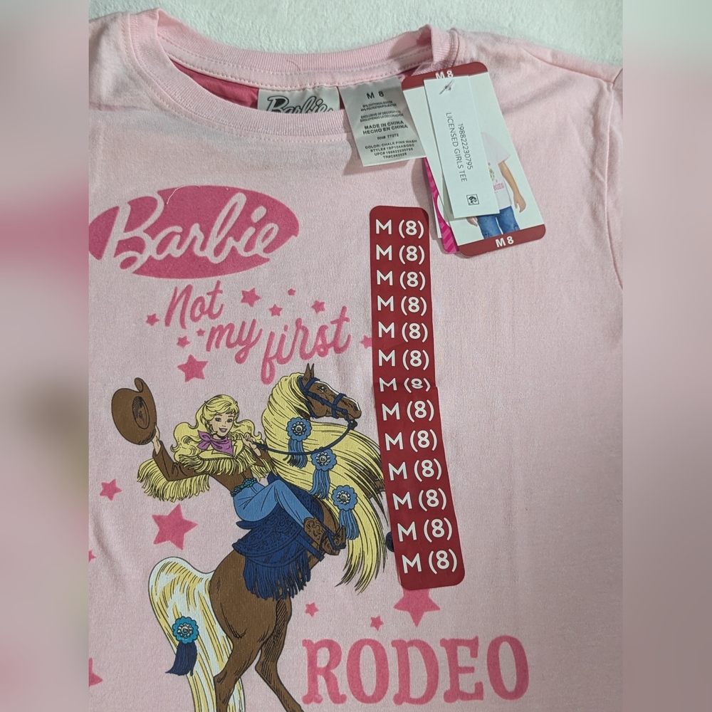 Barbie Pink Kids Girls Rodeo T-Shirt - Picture 8 of 16